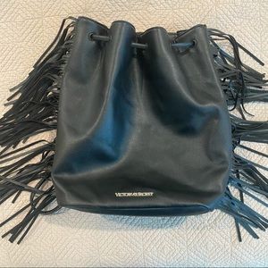 Victoria’s Secret black leather cinch backpack